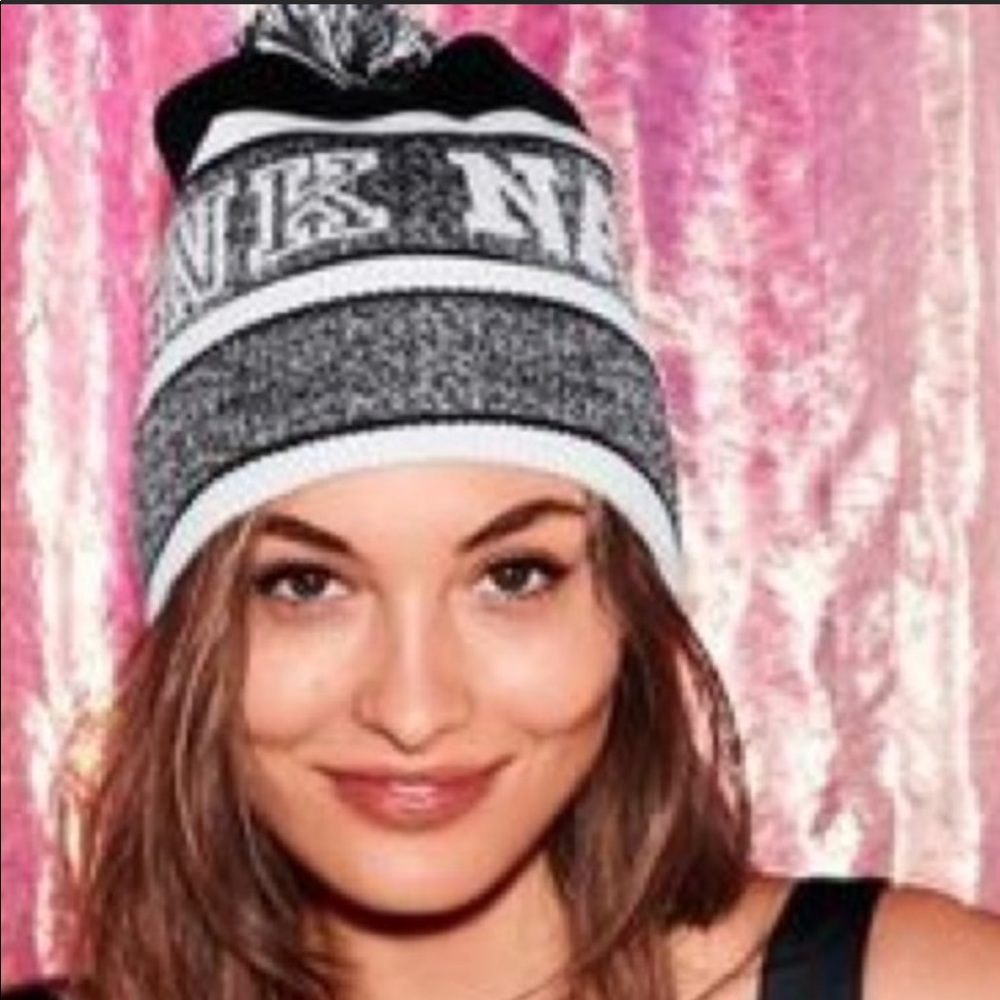 Gray Pink Beanie